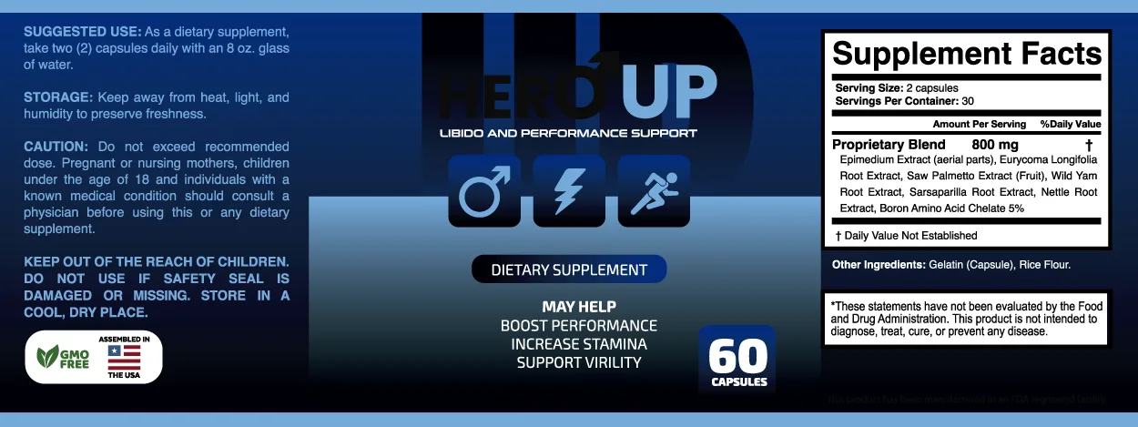 HeroUP Male Vitality & Stamina Support Supplement